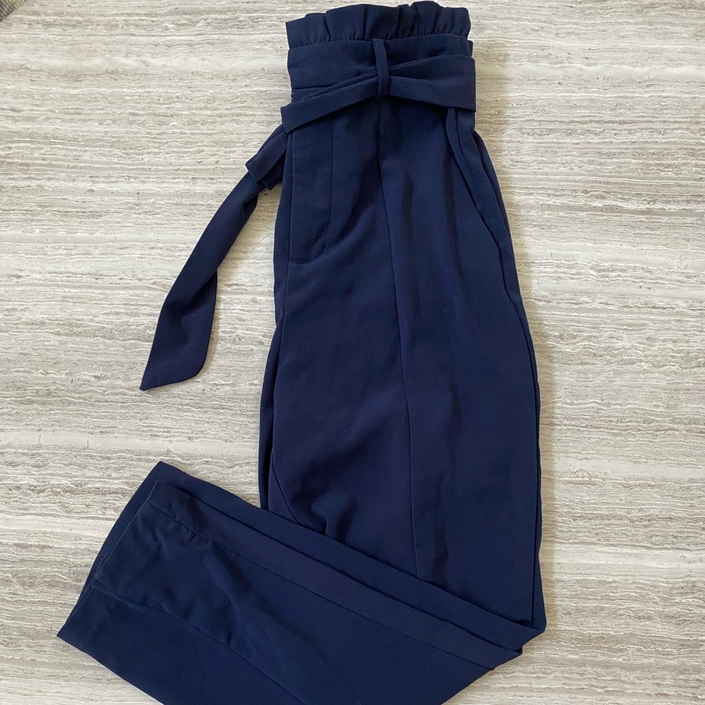 Strait leg ruffled trouser pant
